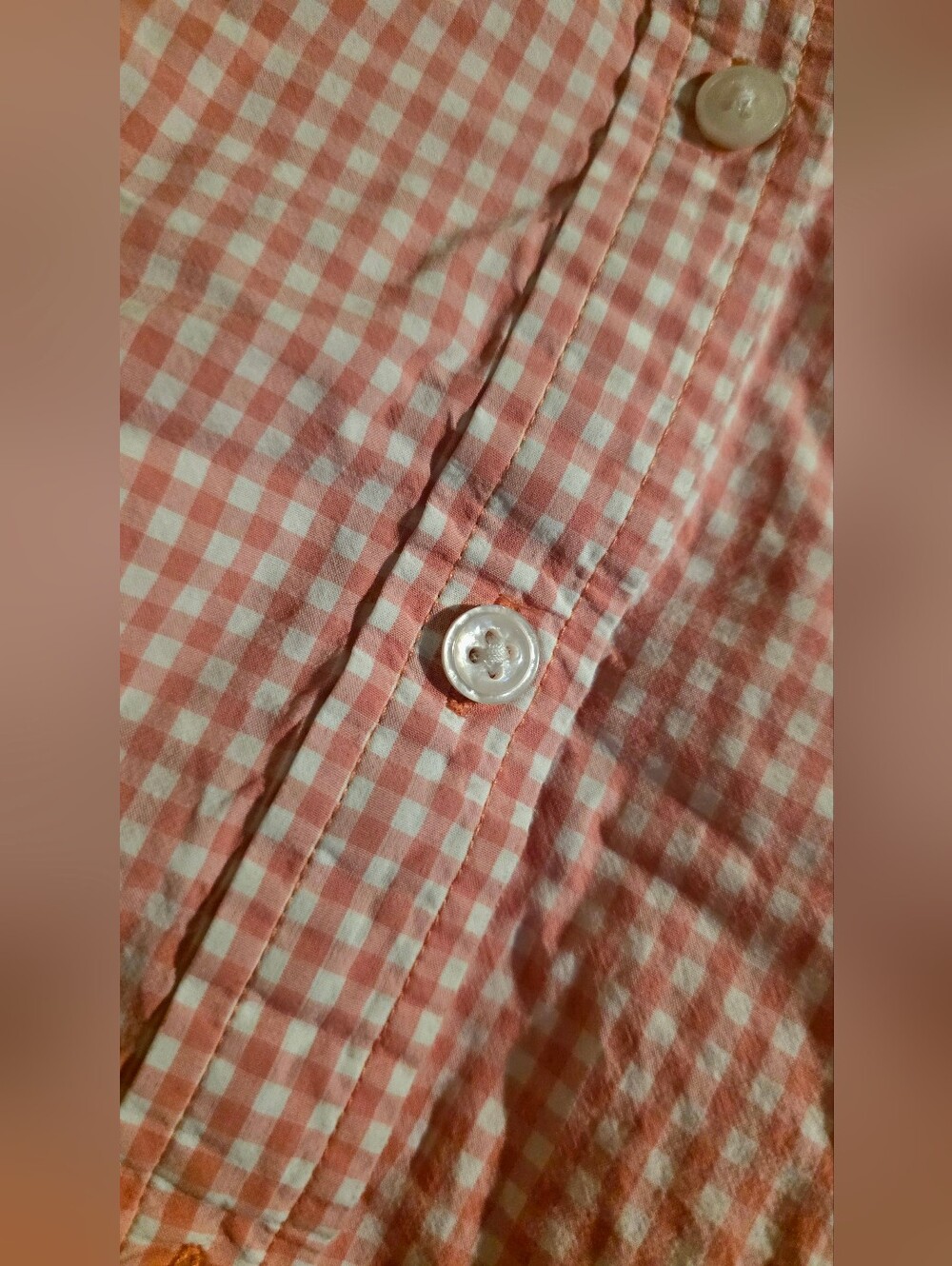 IZOD Pink & White Gingham 100% Cotton Long Sleeve Button-Up Shirt Women's 2X - Picture 6 of 9